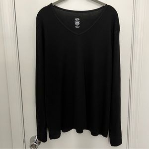 Fruit of the Loom Waffle Long Sleeve Tee Shirt V Neck Micro Knit Thermal V-Neck